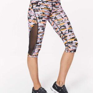 07) NWOT LULULEMON FULL-ON LUXTREME CAPRI PANTS, orange,  black, US 8